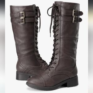 Dark Brown Lace Up Combat Boots 11